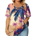 thumbnail image 3 of TQWQT Plus Size T Shirts for Women Loose Fit Sexy Tees Shirt Short Sleeve V-Neck Criss Cross Floral Print Blouses 4x-5x Tunic Tops XL, 3 of 6
