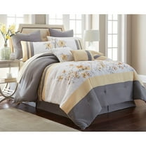Bed Bath & Beyond Candice Floral 12-Piece Gray Dahlia Comforter Set, Queen