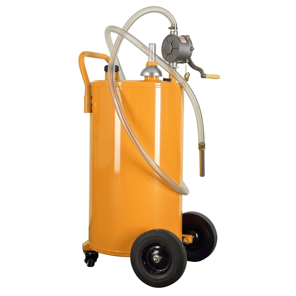 Fuel Transfer Gasoline Tank Reversible Rotary Hand Siphon Pump Houssem 35 Gallon Portable Gas Caddy with Wheels Fuel Storage Tank for Automobiles ATV Car Mowers Tractors 