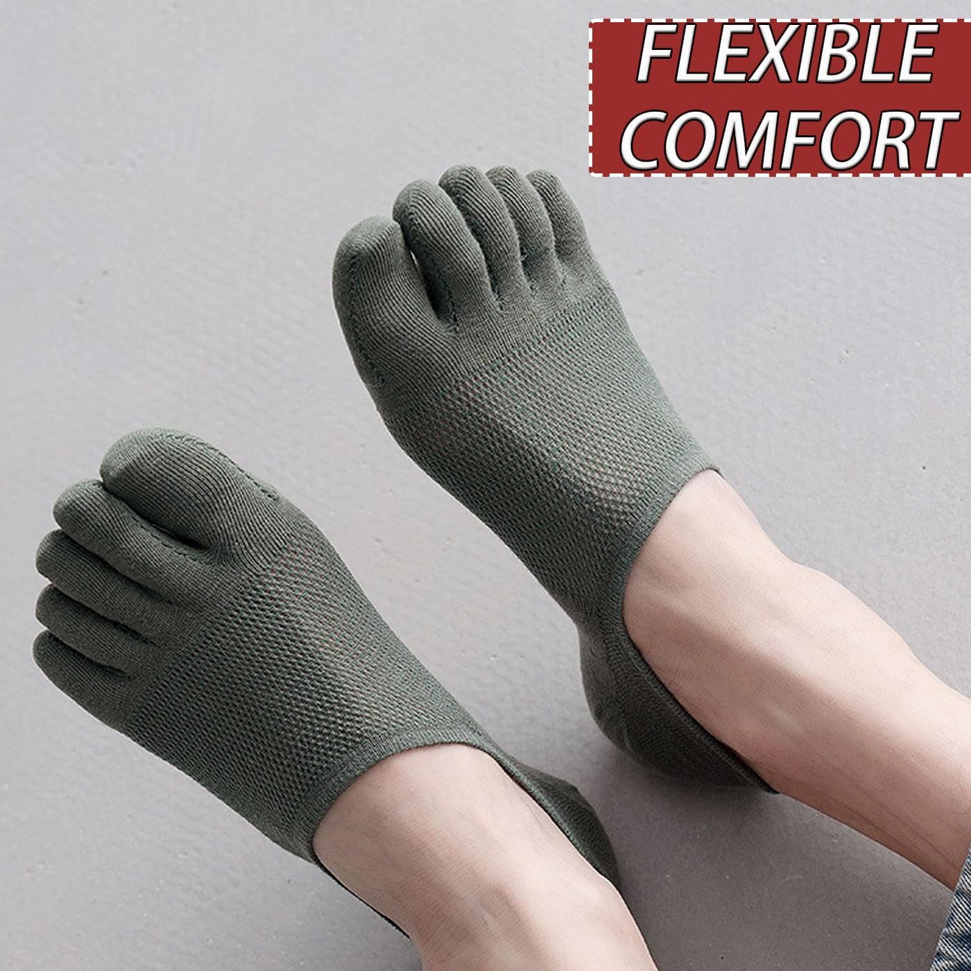 Mens Ankle Toe Socks Five Finger Cotton Cushioned Running Crew Hiking Sock Size 6-9.5