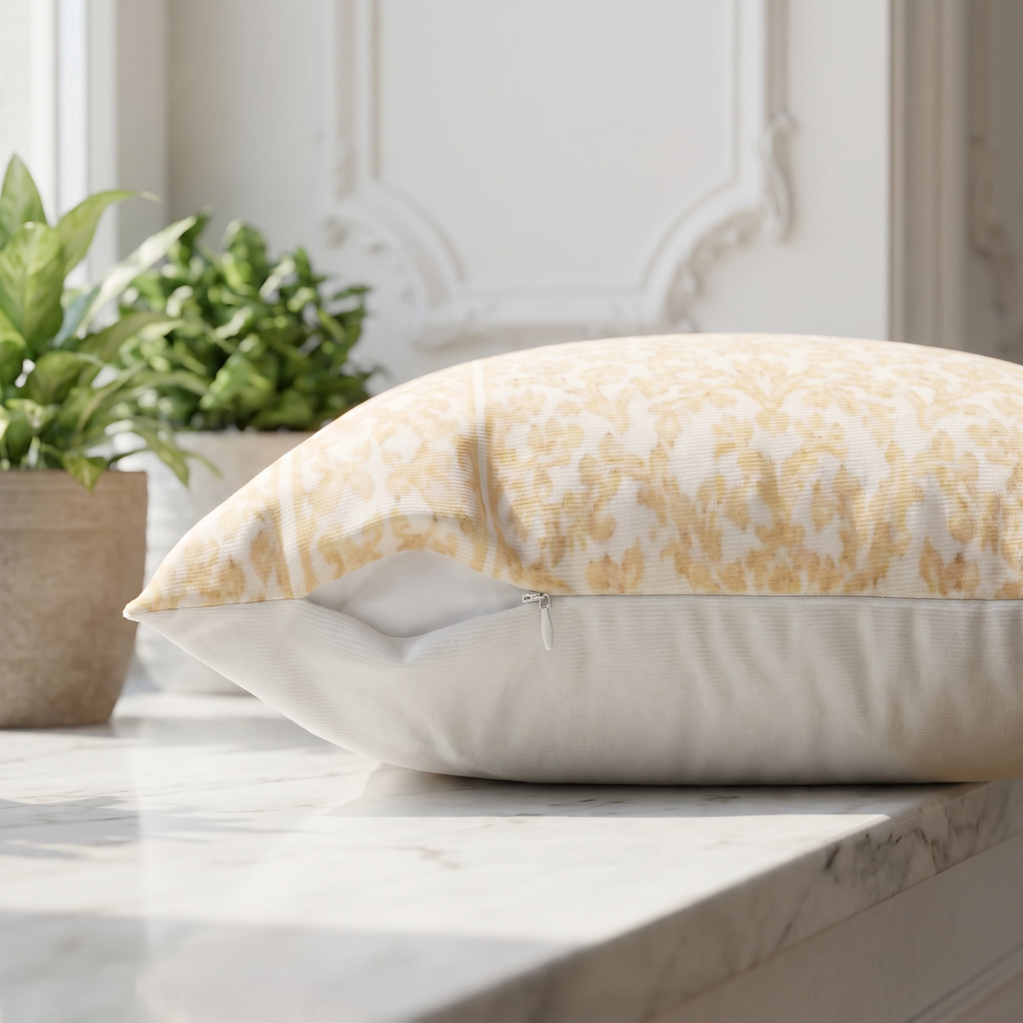 Unique Bargains Set of 2 Modern Botanical Floral Printed Throw Pillow Covers Yellow 18"x18"