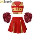 thumbnail image 2 of Conjunto de baile de animadoras para niñas, uniforme escolar de animadoras, disfraz de cosplay, atuendo completo con bolas de flores, 2 of 5