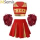 thumbnail image 2 of Conjunto de baile de animadoras para niñas, uniforme escolar de animadoras, disfraz de cosplay, atuendo completo con bolas de flores, 2 of 5