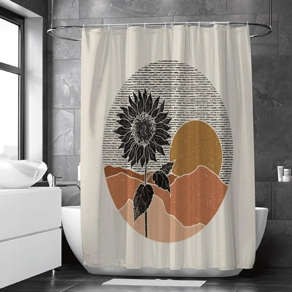 Mandala Hippie Bath Curtains,12PCS Shower Hooks Bohemian Shower Curtain 