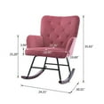 thumbnail image 3 of Rocking Chair,Modern Velvet Comfortable Nursery Upholstered Rocker Chair Tall Back Accent Armchair with Solid Wood Base,Nap Chair Accent Rocking Chair for Adults Kids Living Room Bedroom-Pink, 3 of 7