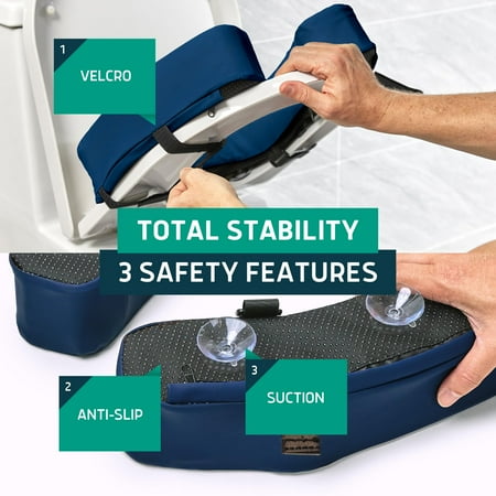 Lunderg Toilet Seat Riser for Seniors - Adds 3 inches. Universal Fit - Raised Toilet Seat Cushion with High-Density Foam for enhanced Comfort & Elevation. Easy to Clean. Post-Surgery Must have (Blue)