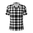 thumbnail image 2 of Daiia White And Black Plaid Pattern Men’s Polo Shirts,Solid Deck Shirt,Classic Fit, Breathable Cotton Polo for Casual and Sport Wear-Large, 2 of 7