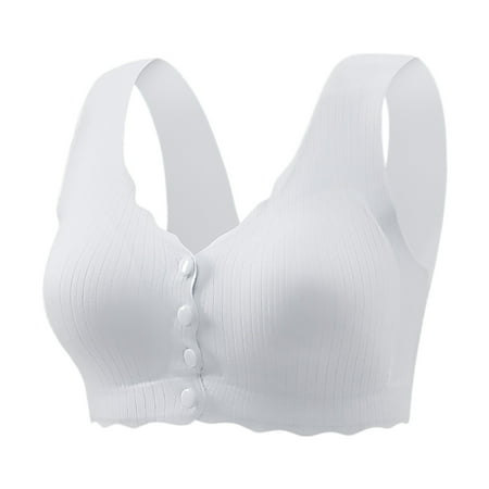 Xiaoxatg Women s Fixed Cup Front Buckle Underwear For The Elderly Plus Size Bra Without Underwire Thin Tank Top Bra Pads for Sports Bras
