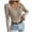 Khaki, variant on Women Basic Casual Sweater Solid Color Ribbed Wave V Neck Long Sleeve Blouse Trendy Versatile Tunic