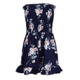 thumbnail image 2 of Monos de playa a rayas con estampado floral sin tirantes con hombros descubiertos para mujer Azul, 2 of 8