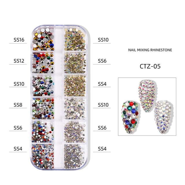 Fiudx Diamantes de Imitación para Decoración de Uñas, Pegatinas de Cristal de Diferentes Tamaños, Lentejuelas con Un Acabado Brillante Deslumbrante, Fácil Aplicación para Estilos Únicos, Ideal para S