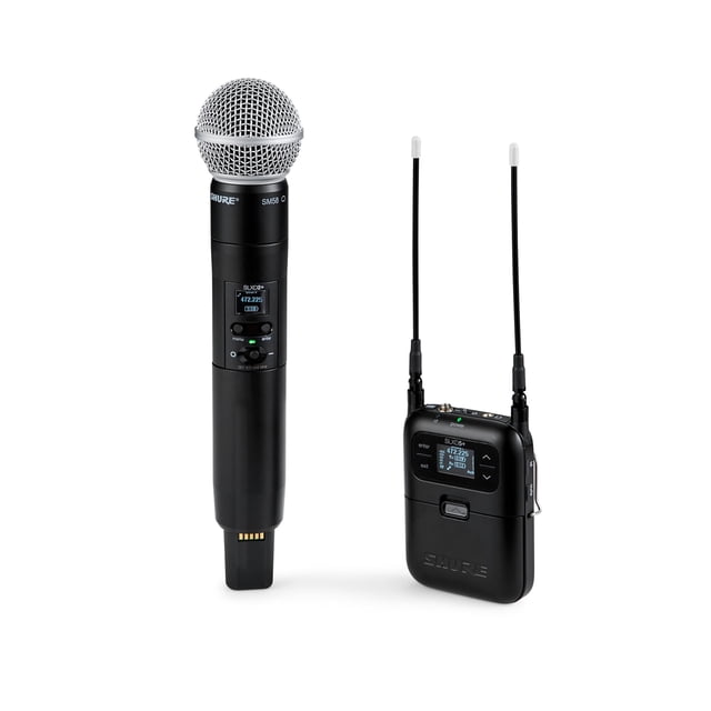 Shure SLXD25+/58-G57 Portable Wireless System - SLXD5+ Receiver, SLXD2+ Handheld with SM58 Capsule, Bluetooth, USB-C Power, Multi-Mic Mode, G57 Band