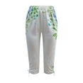 thumbnail image 5 of symoid Womens Capris- Summer Casual Drawstring Printed Cropped Pants Green L, 5 of 6