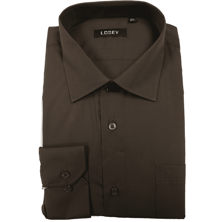 Luxton & Losev - Men's Long Sleeve Classic Collar Dress Shirt (Dark ...