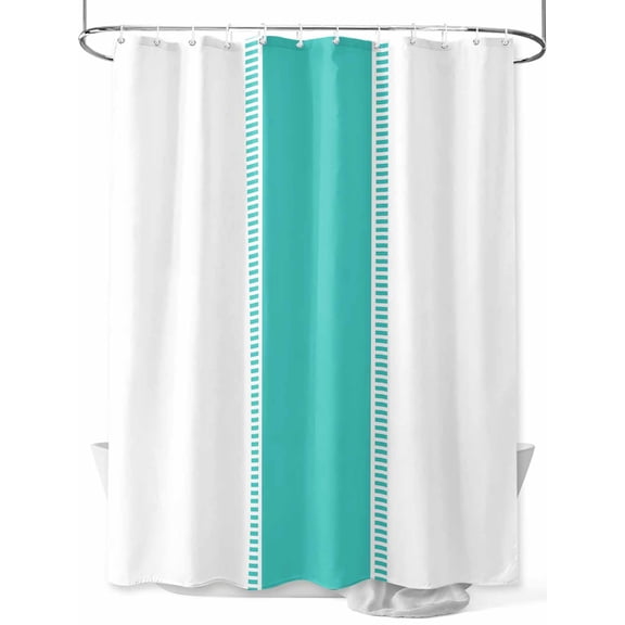 Teal Shower Curtain, Stripes Solid Color Waterproof Shower Curtain Set with 12 Hooks Lightweight Washable Fabric Shower Curtains for Bathroom 72x78 Inches
