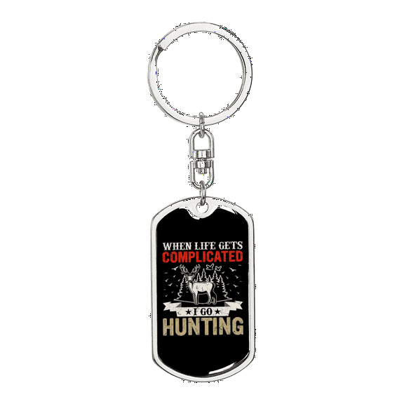 Complicated Hunter'S Keychain Stainless Steel or 18k Gold Dog Tag Keyring