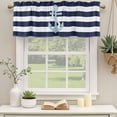 thumbnail image 3 of 2 Panels Navy Blue Stripe Nautical Valance for Windows, Aqua Anchor Summer Coastal Light Filtering Kitchen Curtains, Rod Pocket Window Treatment Curtain Valances for Living Room Bedroom, 42"x12", 3 of 9