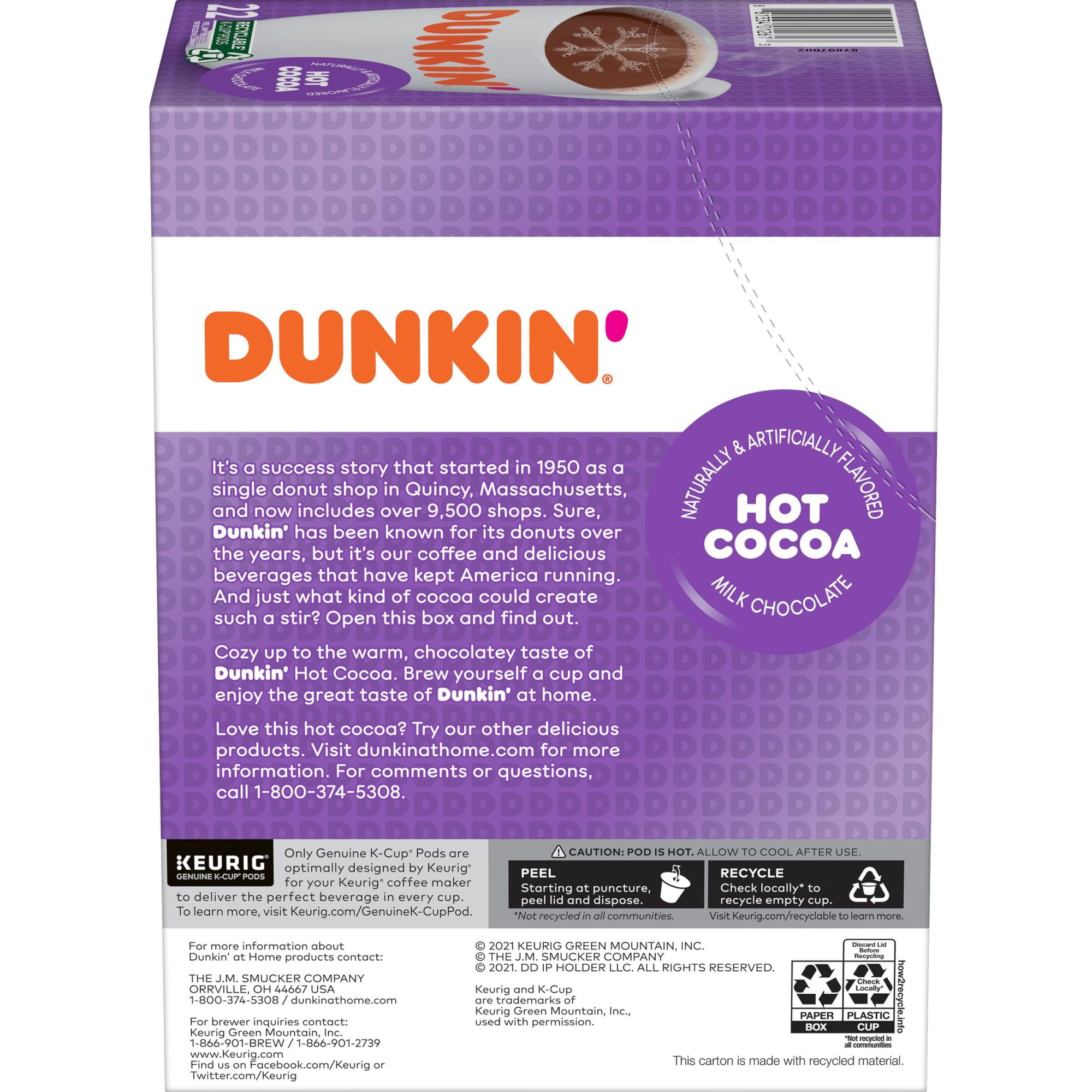 Dunkin hot top chocolate k cups