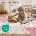 thumbnail image 4 of ODIKA Pink Motif Distressed Vintage Damask Trellis Samll Throw Variegated for Playroom, Bedroom, Reading Nook, Pet Friendly & Kids Safe Play, 4 of 7