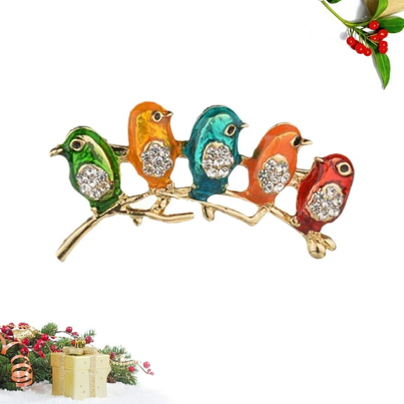 LOLIPPYY Small Brooch Pin for Women, Decorative Badge with Birds Sitting on Branch Design, Accessory