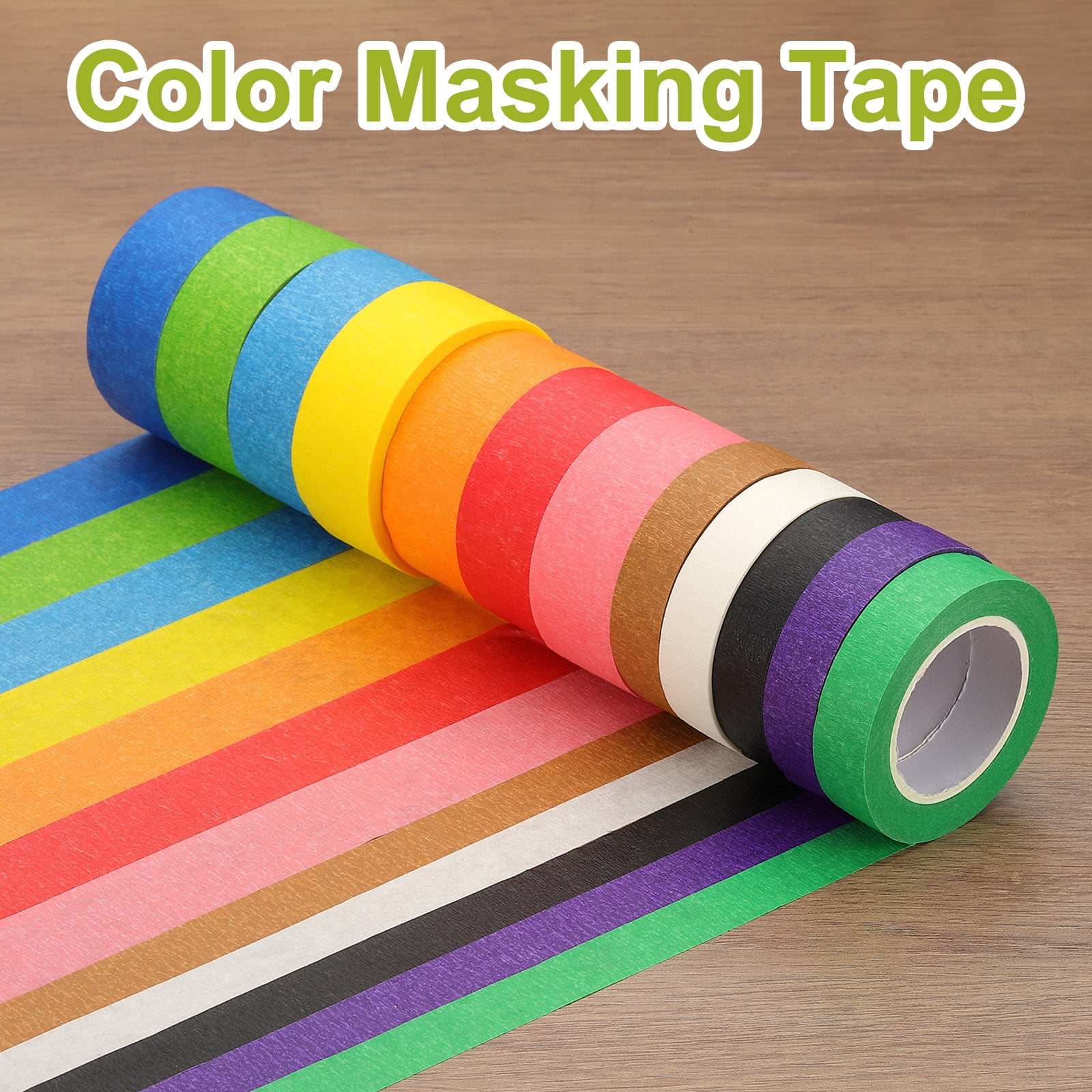 Uxcell Colored Masking Tape Color Code Labeling Painters Tape for Arts Crafts Wall Painting 12 Color 1 Inch x 14 Yards