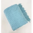 thumbnail image 4 of Fennco Styles Modern Textured Weave Knit Throw with Fringe 50" W x 60" L - Aqua Chevron Throw Blanket for Sofa, Couch, Living Room, Bedroom Décor, 4 of 5