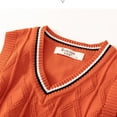 thumbnail image 4 of LiiYii Boys Girls Classic School Uniform Sleeveless V-Neck Knitted Vest Cotton Knitwear Waistcoat Orange 120, 4 of 6