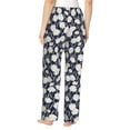 thumbnail image 3 of Xecao Daisies Flowers Women's Straight Lounge Pajama Pants: The Epitome of Relaxed Sleepwear, 3 of 9