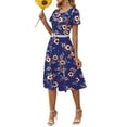 thumbnail image 5 of Fantaslook Summer Dresses for Women Casual Short Sleeve Pleated Dress Flowy Floral Dress with Pockets Flare Midi Sundress, 5 of 9