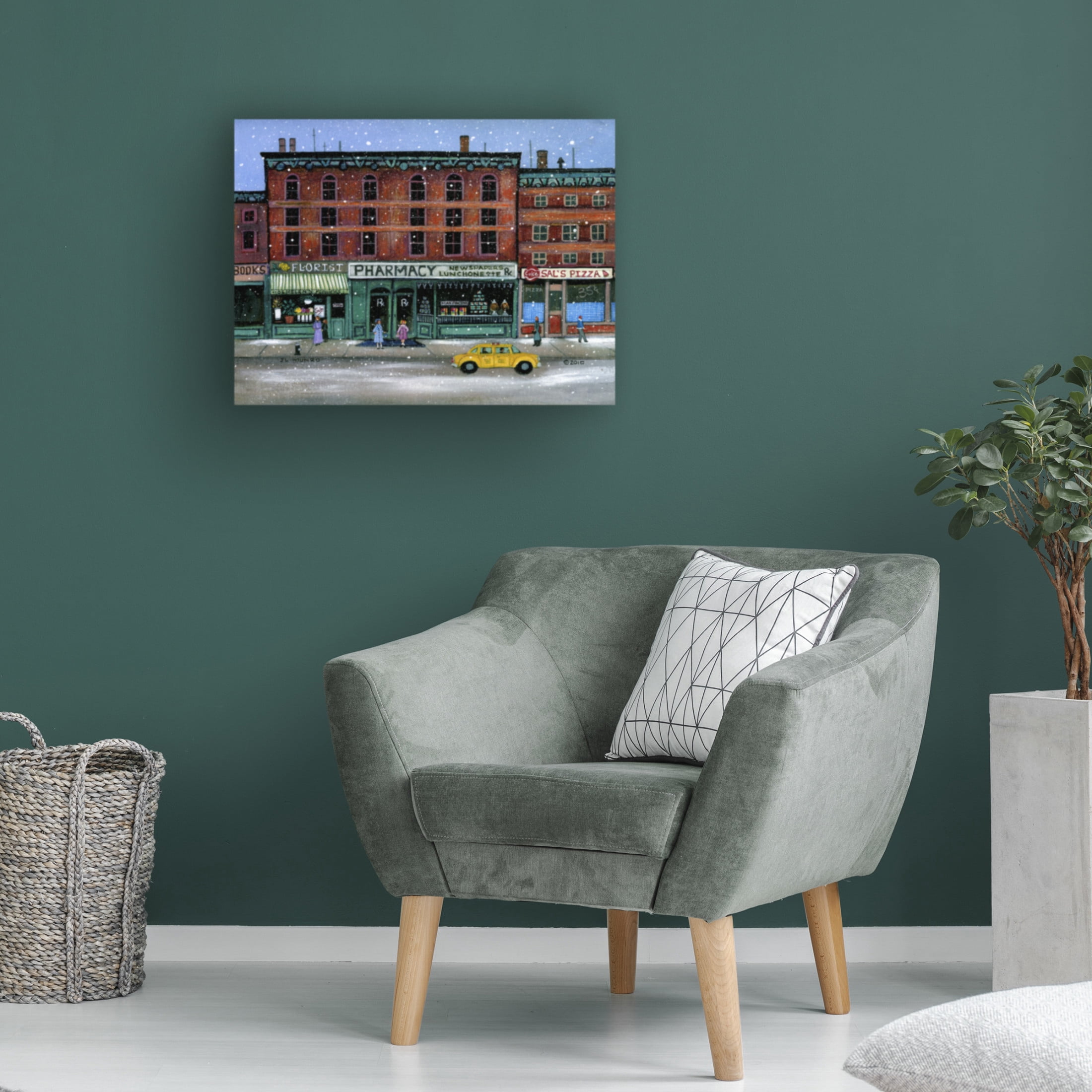 Canvas Wall Art - JL Munro 'Winter on Columbus Avenue, NYC' Wall Art for Living Room, Bedroom, or Office Décor by Trademark Fine Art - 32 x 24 Inches