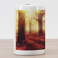 thumbnail image 3 of Woodland Ceramic Toothbrush Holder, Sun Beams Through Misty Old Forest in Fall Season Morning View Dreamy Picture, Decorative Versatile Countertop for Bathroom, 4.5" X 2.7", Yellow Red, by Ambesonne, 3 of 4