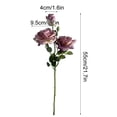 thumbnail image 3 of Artificial Purple Rose Stem 3 Heads Realistic Faux Rose For Home Decor Wedding Arrangement Vase Filler Living Room Table Centerpiece Indoor Decoration, 3 of 9