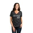 thumbnail image 2 of Air Force Wife Women's Fashion Relaxed V-Neck T-Shirt Tee Charcoal Grey Small, 2 of 5