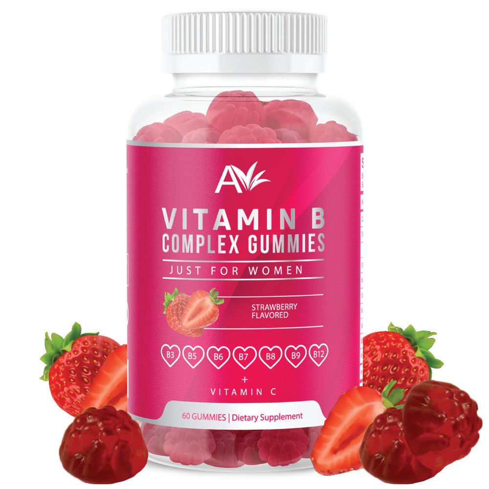 Avilana Vitamin B Complex Just for Women Vegan Gummies with Vitamin B12, B7 (Biotin), B6, B3
