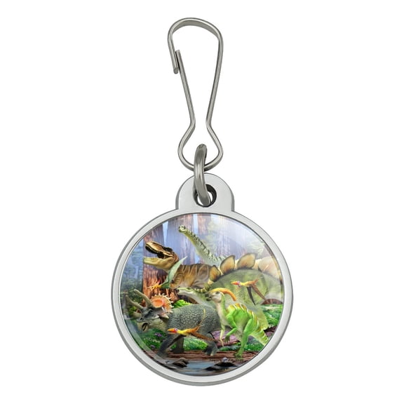 Triceratops T-Rex Stegosaurus Jurassic Dinosaurs Jacket Handbag Purse Luggage Backpack Zipper Pull Charm