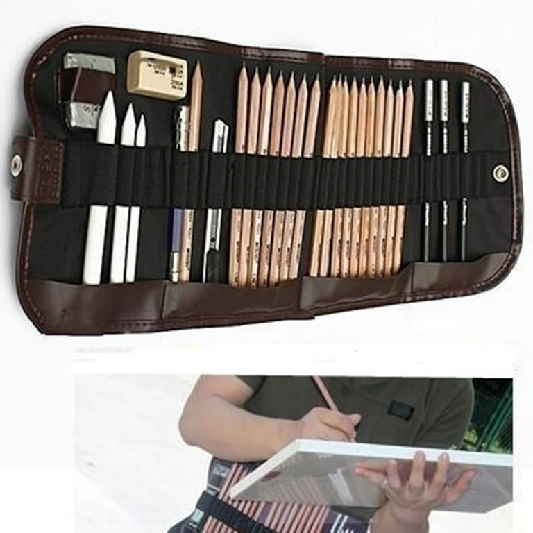 Roll Up Pencil Bag 24 Holes Artists Pencil Case Roll Brush Pen Pouch For  Artist Students Retro Canvas Makeup Office School Bag
