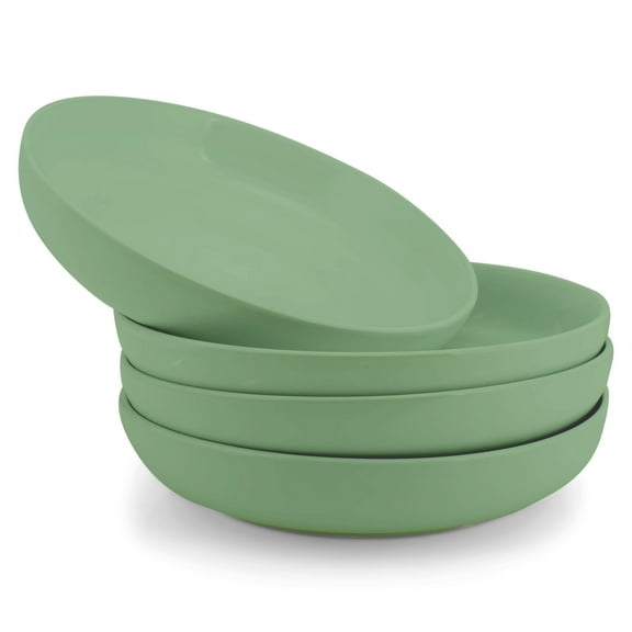 Elanze Designs Bistro Glossy Ceramic 8.5 inch Dinner Bowls Set of 4, Sage Green