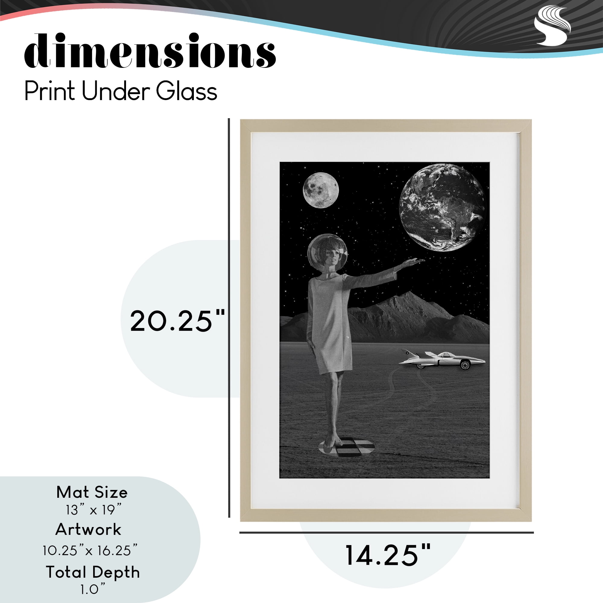 On A Mission Retro Space Birch Framed Print Under Glass, design by Elo Marc