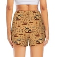 thumbnail image 4 of Vsdgher Brown Mushrooms Print Women's Running Double Layer Shorts High Waisted with Pockets Elastic Yoga Workout Athletic Gym Sports, 4 of 8