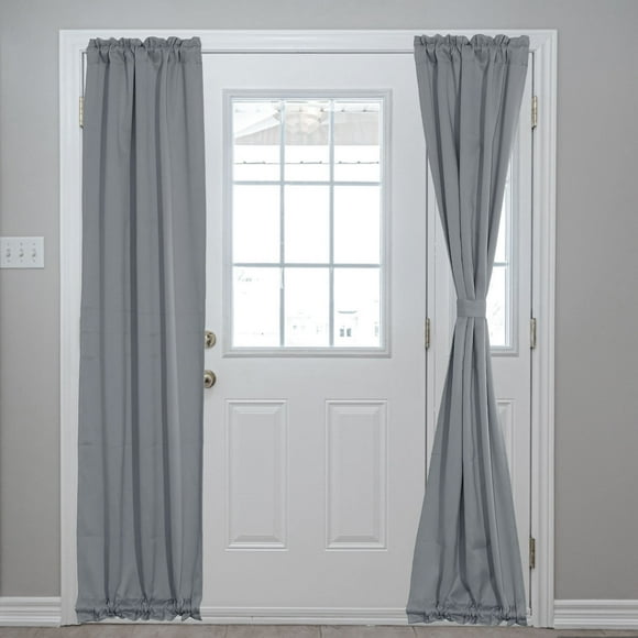 Cortinas de puerta opacas, cortina de ventana lateral para privacidad, cortina de puerta con bolsillo para varilla, gris oscuro, 25" x 72", 1 panel