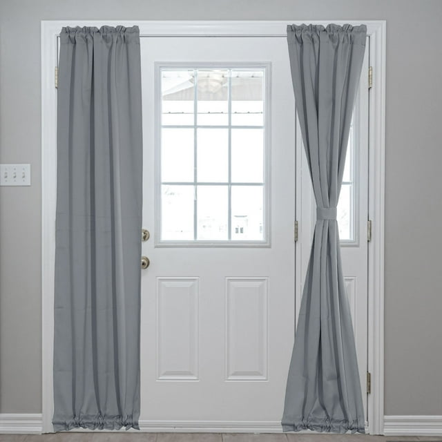 Cortinas de puerta opacas, cortina de ventana lateral para privacidad, cortina de puerta con bolsillo para varilla, gris oscuro, 25" x 72", 1 panel