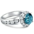 thumbnail image 3 of Pompeii 5Ct Blue Diamond Halo Engagement Ring in White Gold Lab Grown (Blue,VS2-SI1), 3 of 4