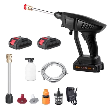 Meterk Cordless Pressure Washer, 120PSI Portable Pressure Cleaner Handheld with Battery and 24V 7500mAhRechargeable Battery Electric Pressure Washer for Washing Cars, Watering Flowers, Cleaning Fl