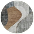 thumbnail image 2 of 8' Gray Charcoal And Brown Round Abstract Washable Indoor Outdoor Area Rug, 2 of 5