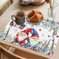 thumbnail image 3 of Independence Day Placemats Set of 8 Gnomes American Flag Eucalyptus Leaf Place Mats Indoor Wipeable Table Mats Washable Cloth Dining Table Placemats for Kitchen Holiday Party Home Decor 13x19 Inch, 3 of 9
