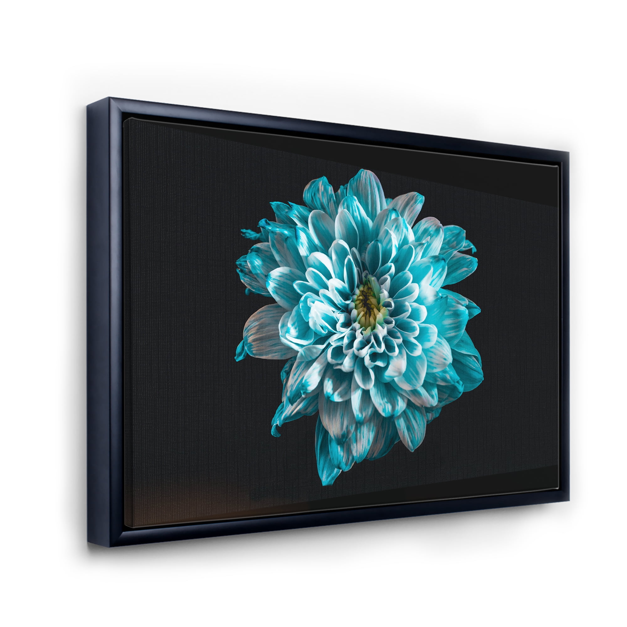 Designart 'Close Up Of Flower With White and Blue Petals' Traditional Framed Canvas Wall Art Print