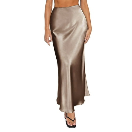 Ruyang Lingerie Skirt Spring Summer Skirts Satin Skirt High Waisted Maxi Party Wedding A Line Long Skirts