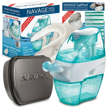 Navage Nasal Irrigation Deluxe Bundle: Navage Nose Cleaner, 48 SaltPod Capsules, Countertop Caddy, and Travel Case. $162.75 if purchased separately. You save 52.80