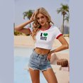 thumbnail image 4 of Womens Crop Top Casual Letter Print Short Sleeve Neck T-shirt T shirt Top Holiday Shirt Goings Out Top, 4 of 8