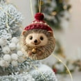 thumbnail image 4 of Woodland Animal Christmas Ornaments Hedgehog Acrylic Hanging Decor Christmas Tree Decorations Forest Theme Holiday Decor Animal Lover Gift, 4 of 5